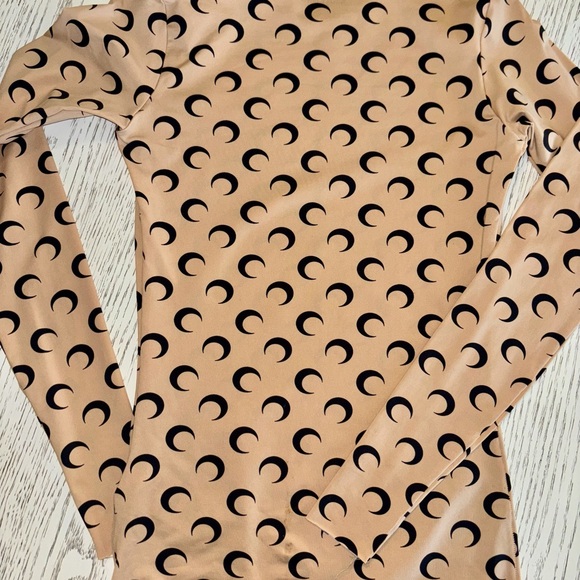 MARINE SERRE - Authentic Tan Moon Printed Second Skin Top - Picture 2 of 4
